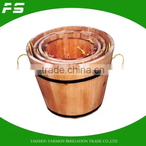 Burnt Finish 4Pcs Fir Wood Antique Design Wooden Flower Pot thumbnail-1