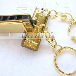 Suzuki Harmonica Key Chain Gold Color 5 Holes 10 Tone KEY OF C Christmas Gift thumbnail-1