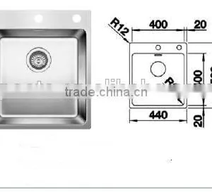 POATS PS-1112 Stainless Steel Sink Overall Size: 440X500X185mm thumbnail-1