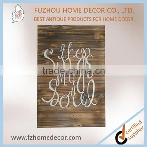 Good Quality Burning Finish Wooden Wall Sign With Colorful Metal Letters for Home Decoration thumbnail-3
