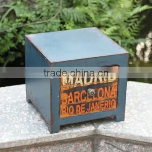 Antique Blue Wooden Jewerly Box thumbnail-1