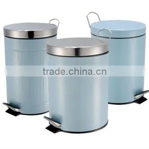Blue Office Trash Bin Set of 3 Gialvanized Steel With Powder Coating Push Bin Factory thumbnail-1