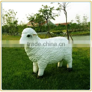 Customized Garden Decoration Life Like Poly Stone White Sheep Statue Supplier thumbnail-1