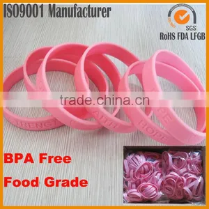 Breast Cancer Silicone Bracelets , Breast Cancer Awareness Promotional Gift Silicone Bracelet Wholesale thumbnail-2