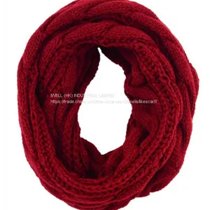 Single Color Women Winter Knitted Infinity Circle Loop Scarf Wholesale thumbnail-5