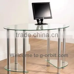 Metal Frame Design Modern Glass Computer Table thumbnail-4