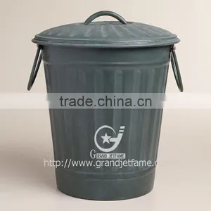 Kitchen Colorful Galvanized Metal Garbage Can Trash Can Waste Bin thumbnail-2