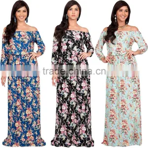 Floral Maxi Dress Long Sleeve Womens Off Shoulder Summer Floral Print Cute Boho Long Sleeve Maxi Long Summer Dresses thumbnail-1