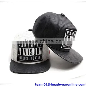 2016 Fashion PU Leather Snapback Hat With Embroidery Logo and Full Laser Holes on the Hat thumbnail-1