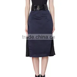 2015 Autumn Garment Direct Manufacturer Latest Fashion Unigue Design European Style Lady Long Pleated Skirt thumbnail-2
