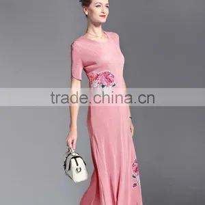 Bodice Flower Printing OL Fashion Draped Women Slim Dresss thumbnail-5