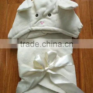 Sheep Cotton Velour Animal Baby Blanket With Hood thumbnail-1