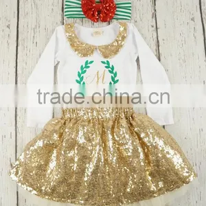 Baby Girls Christmas Outfits Stana Baby Toddlers Sequins Collar Tops And Skirt Sets Infant Girls Personalized Outfit thumbnail-3