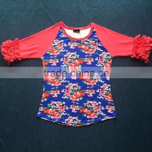 Women Fall Clothings , Women Shirt , Women Floral Raglan YW-00379 thumbnail-1