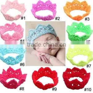 Crown Design Baby Crochet Headband, Knitting Crown Baby Headband thumbnail-1