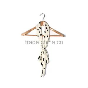 Chiffon Multifunction Skinny Scarf Black Off-white Rectangle Choker thumbnail-3