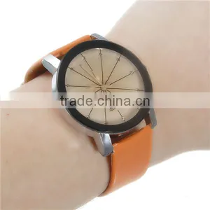 New Fashion Round Orange Battery Included Leatheroid Adjustable Wrist Watches thumbnail-3