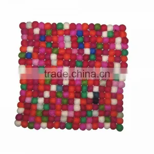 Handmade Felted 2 cm Ball Square Mat/rug thumbnail-1