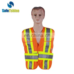 High Vis Quality New Design Ansi Breathable Fluorescent Orange Safety Vest thumbnail-1