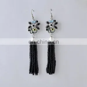 Lovely Beaded Tassel Tinsel Tdrops Earring thumbnail-3