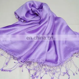 Satin Weave Pure Silk Shawl and Scarf in Wide Range of Colors India thumbnail-4