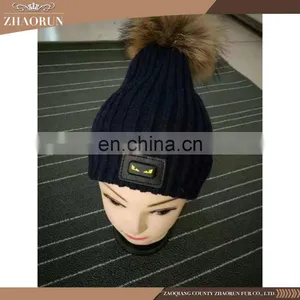Fashionable Winter Knitting Wool Hat Real Fur Pompom Hat for Girl thumbnail-4