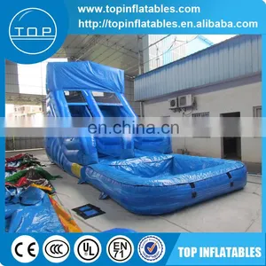 Durable Blue Marble Inflatable Water Slide With Pool thumbnail-3