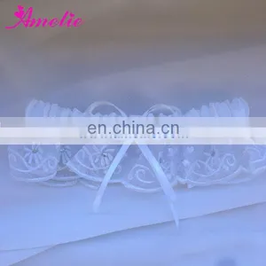 A-R8 Embroidery Wedding Bridal Organza Garter thumbnail-1