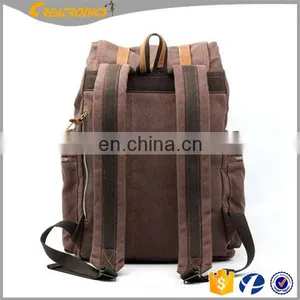 Top Quality Unisex Factory Price Outdoor Laptop Canvas Backpack Casual Daypacks Bookbags Genuine Leather Backpack thumbnail-2