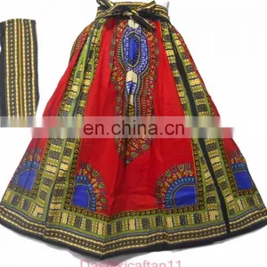 African Dashiki Maxi Wax Skirt A-Line Long Elastic Waist Full Length Skirt 1Size Dashiki Maxican Skirt Wrap Women Skirts Ethnic thumbnail-5