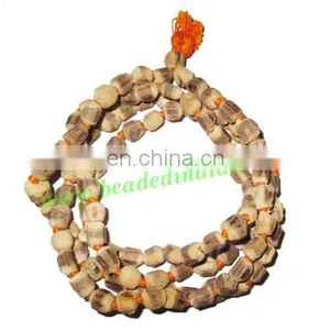 Real Tulsi Sacred-auspicious Wood Beads Mala-string of 108 Beads, Size: 7x9mm thumbnail-1