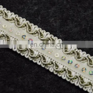 Wholesale Sequins Gold Lurex Lace Trim for Decorative thumbnail-3