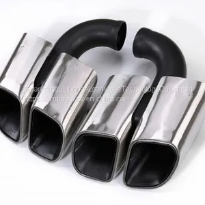 Km for Cayenne Turbo Style 958 2011-2014 Exhaust Tip Exhaust Pipes Muffler Tips Tail Pipe Wire Drawing thumbnail-1