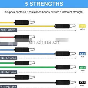 Resistance Bands Custom Logo Adjustable 11 Pcs Elastic Fitness Exercise Band Resistance thumbnail-7