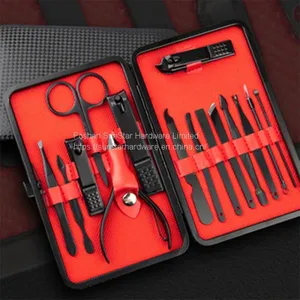 15pcs Black Coated Nail Clipper Set In Leather Case thumbnail-2