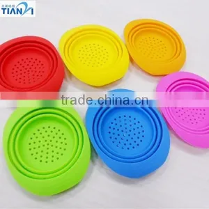 FDA&LFGB Silicone Folding Bowl Vegetables Fruit Drain Bowl Silicone Strainer Bowl thumbnail-2