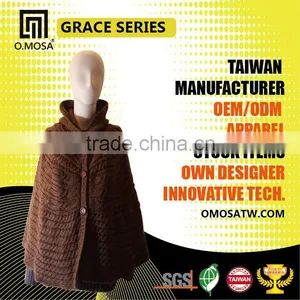 OM3246 3G OEM Wholesale Women Dresses Alpaca Cross Cable City Knit Cape thumbnail-4