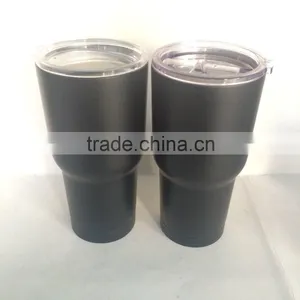 30oz Double Wall Stainless Steel Vaccum Insulated Tumbler Black Matt Finish Tumbler thumbnail-1