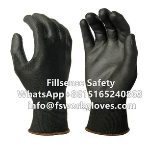 13Gauge Grey Polyester Liner Grey PU Coated Gloves PU/Polyurethane Coated Working Gloves thumbnail-5