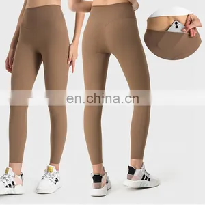 Best Ribbed Breathable Fitness Training Gym High Waist With Pocket Yoga Leggings Pants For Women Workout Sports Activewear thumbnail-1