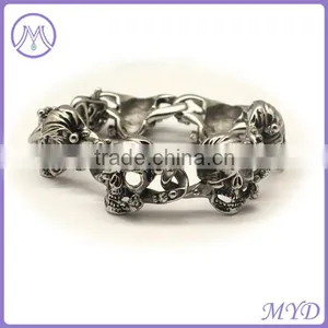 316l Stainless Steel Jewelry Mens Bracelet Skull Rose Bracelet for Man thumbnail-3
