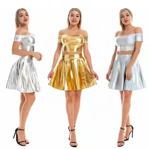 Nylon Spandex Fabric for Gold Sequin Costumes Women and Girl Wear Dance Clothes Performance Clothing Jazz&Latin thumbnail-1