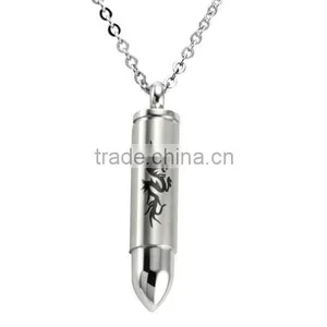 Titanium Stainless Steel Bullet Pendant Necklace Men's Design Can Open to Put Something in it thumbnail-4