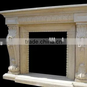Antique Indoor Marble Beige Fireplaces thumbnail-2