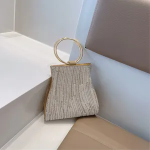 2025 New Fashionable Diamond Set Pearl Handbag, Banquet Single Shoulder Water Diamond Circular Cross Women's Handbag thumbnail-4