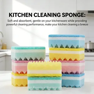 Multi-Layer Durable Scouring Sponge Pad With Enhanced Cleaning Power thumbnail-1