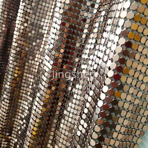 Flexible Plain-weave Aluminum Mesh Curtain Fabric, Woven Glittery Metallic Fabric Curtains thumbnail-2