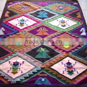 Woven Wool Tapestry Wall Hanging Handmade Peru 60 x 46" thumbnail-1