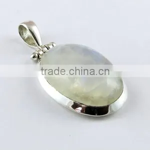 Delicate Rainbow Moon Stone Pendant, Wholesale Silver Jewelry, Handmade Silver Jewelry thumbnail-1