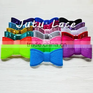 Vintage 12cm Embroidered Sequin Hair Bow Accessory,hair Bowknot in Stock for Babygirl thumbnail-2